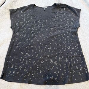 Eileen Fisher Black Silk Blouse with Beaded Accents Like new